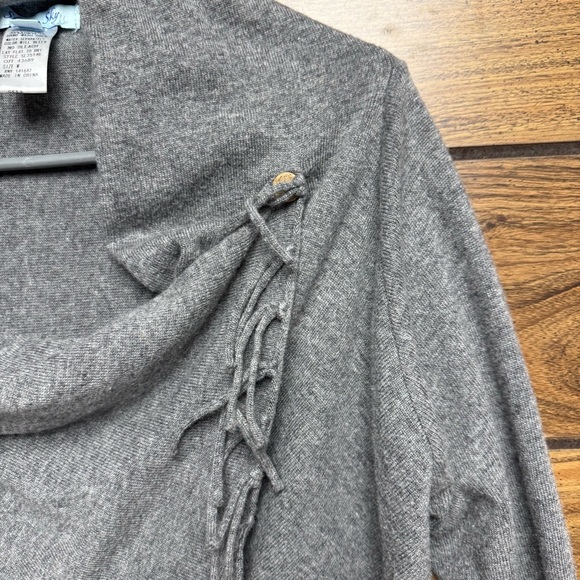 She + Sky size M Gray Fringe Cardigan Sweater - Picture 6 of 6